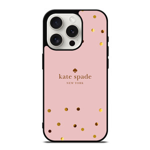 KATE SPADE NEW YORK LOGO PINK GOLDEN POLKADOTS iPhone 15 Pro Case Cover