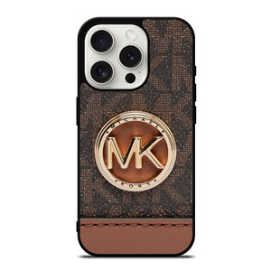MICHAEL KORS LOGO MK WALLET BROWN iPhone 15 Pro Case Cover