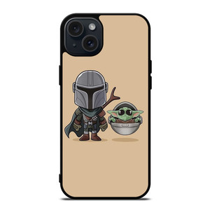 BABY YODA AND MANDALORIAN STAR WARS CUTE iPhone 15 Plus Case Cover