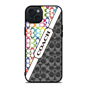 COACH NEW YORK LOGO COLORFULL BLACK ICON iPhone 15 Plus Case Cover