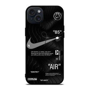 OFF-WHITE NIKE AIR JORDAN BLACK iPhone 15 Plus Case Cover
