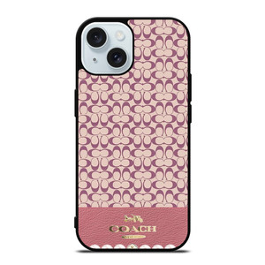 COACH NEW YORK LOGO PINK EMBLEM PATTERN iPhone 15 Case Cover
