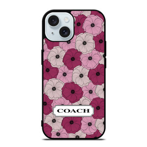 COACH NEW YORK LOGO PURPLE FLOWER iPhone 15 Case Cover COACH NEW YORK LOGO PURPLE FLOWER iPhone 15 Case Cover
