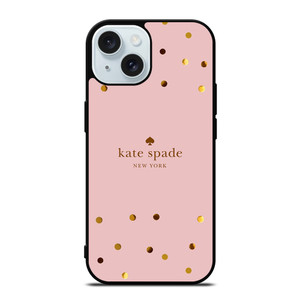 KATE SPADE NEW YORK LOGO PINK GOLDEN POLKADOTS iPhone 15 Case Cover