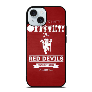 MANCHESTER UNITED FC LOGO FOOTBALL RED DEVILS iPhone 15 Case Cover