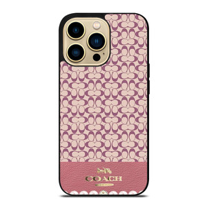 COACH NEW YORK LOGO PINK EMBLEM PATTERN iPhone 14 Pro Max Case Cover