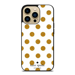 KATE SPADE NEW YORK LOGO GOLDEN POLKADOTS iPhone 14 Pro Max Case Cover