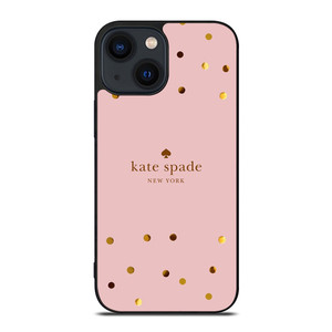 KATE SPADE NEW YORK LOGO PINK GOLDEN POLKADOTS iPhone 14 Plus Case Cover