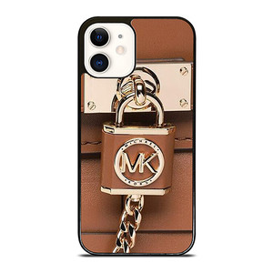MICHAEL KORS LOGO MK PADLOCK BROWN iPhone 12 Case Cover