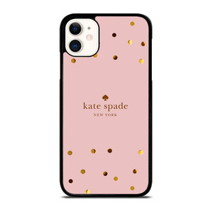 KATE SPADE NEW YORK LOGO PINK GOLDEN POLKADOTS iPhone 11 Case Cover