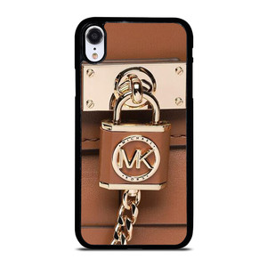 MICHAEL KORS LOGO MK PADLOCK BROWN iPhone XR Case Cover