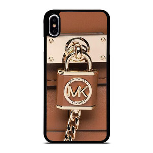 MICHAEL KORS LOGO MK PADLOCK BROWN iPhone XS Max Case Cover