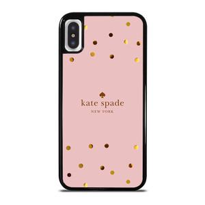 KATE SPADE NEW YORK LOGO PINK GOLDEN POLKADOTS iPhone X / XS Case Cover