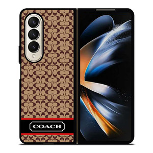 COACH NEW YORK BROWNLOGO PATTERN Samsung Galaxy Z Fold 4 Case Cover