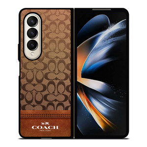 COACH NEW YORK ICON BROWN LOGO Samsung Galaxy Z Fold 4 Case Cover