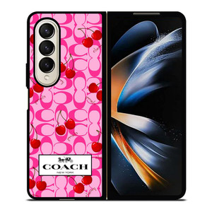COACH NEW YORK LOGO CHERRY ICON Samsung Galaxy Z Fold 4 Case Cover