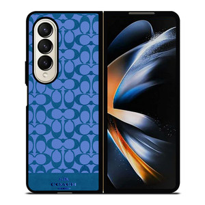 COACH NEW YORK LOGO PATTERN BLUE EMBLEM Samsung Galaxy Z Fold 4 Case Cover