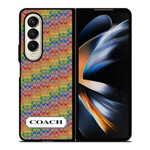 COACH NEW YORK LOGO PATTERN COLORFULI CONS Samsung Galaxy Z Fold 4 Case Cover