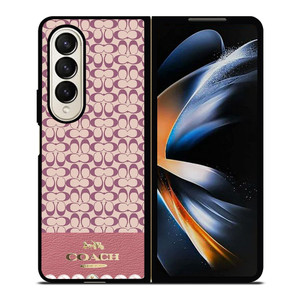 COACH NEW YORK LOGO PINK EMBLEM PATTERN Samsung Galaxy Z Fold 4 Case Cover