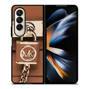 MICHAEL KORS LOGO MK PADLOCK BROWN Samsung Galaxy Z Fold 4 Case Cover