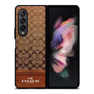 COACH NEW YORK ICON BROWN LOGO Samsung Galaxy Z Fold 3 Case Cover
