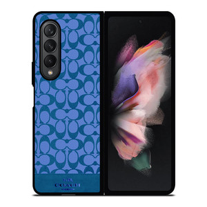 COACH NEW YORK LOGO PATTERN BLUE EMBLEM Samsung Galaxy Z Fold 3 Case Cover