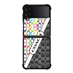 COACH NEW YORK LOGO COLORFULL BLACK ICON Samsung Galaxy Z Flip 4 Case Cover