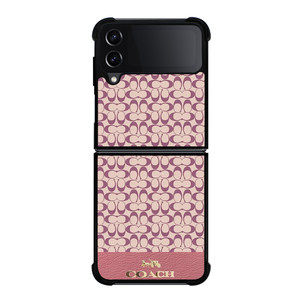COACH NEW YORK LOGO PINK EMBLEM PATTERN Samsung Galaxy Z Flip 4 Case Cover