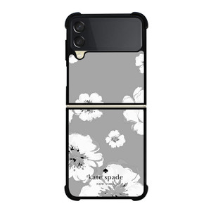 KATE SPADE NEW YORK LOGO FLORAL GRAY Samsung Galaxy Z Flip 3 Case Cover KATE SPADE NEW YORK LOGO FLORAL GRAY Samsung Galaxy Z Flip 3 Case Cover