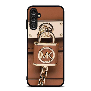 MICHAEL KORS LOGO MK PADLOCK BROWN Samsung Galaxy A14 Case Cover