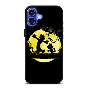 CALVIN AND HOBBES BLACK CARTOON iPhone 16 Case Cover