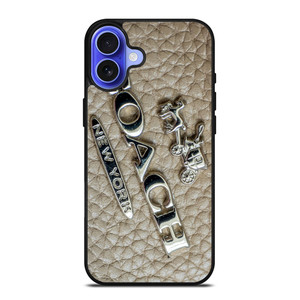 COACH NEW YORK LOGO ON LEATHER iPhone 16 Case Cover