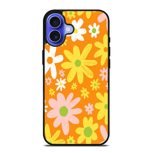 FLOWER POWER ORANGE PATTERN iPhone 16 Case Cover