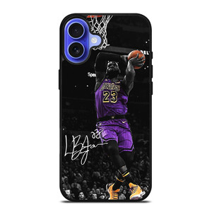 LEBRON JAMES DUNK LA LAKERS iPhone 16 Case Cover LEBRON JAMES DUNK LA LAKERS iPhone 16 Case Cover