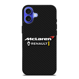 MCLAREN RENAULT LOGO CARBON. iPhone 16 Case Cover MCLAREN RENAULT LOGO CARBON. iPhone 16 Case Cover