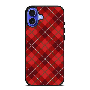 RED TARTAN CROSS PATTERN iPhone 16 Case Cover