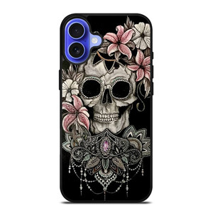 SUGAR SKULL FLOWER iPhone 16 Case Cover SUGAR SKULL FLOWER iPhone 16 Case Cover