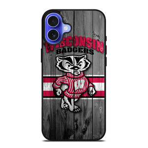 WISCONSIN BADGER WOODEN LOGO iPhone 16 Case Cover WISCONSIN BADGER WOODEN LOGO iPhone 16 Case Cover