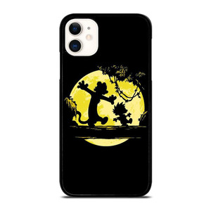 CALVIN AND HOBBES BLACK CARTOON iPhone 11 Case Cover