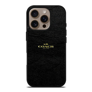 COACH NEW YORK BLACK LEATHER iPhone 16 Pro Case Cover