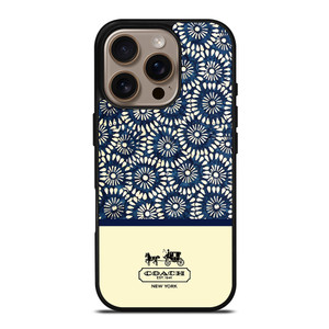 COACH NEW YORK BLUE FLORAL BATIK iPhone 16 Pro Case Cover