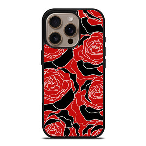 ROSE RED AND BLACK PATTERN iPhone 16 Pro Case Cover ROSE RED AND BLACK PATTERN iPhone 16 Pro Case Cover