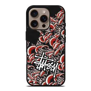 STUSSY CORAL PATTERN iPhone 16 Pro Case Cover STUSSY CORAL PATTERN iPhone 16 Pro Case Cover