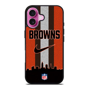 CLEVELAND BROWNS NIKE STRIPE iPhone 16 Plus Case Cover CLEVELAND BROWNS NIKE STRIPE iPhone 16 Plus Case Cover