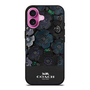COACH NEW YORK BLACK TEA ROSE iPhone 16 Plus Case Cover