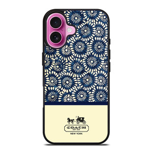 COACH NEW YORK BLUE FLORAL BATIK iPhone 16 Plus Case Cover