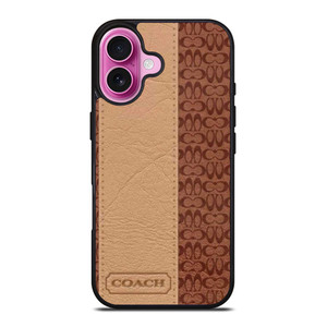 COACH NEW YORK BROWN LEATHER iPhone 16 Plus Case Cover