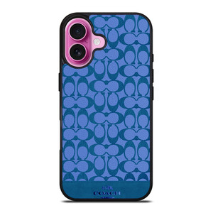 COACH NEW YORK LOGO PATTERN BLUE EMBLEM iPhone 16 Plus Case Cover
