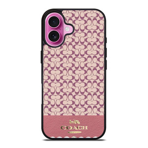 COACH NEW YORK LOGO PINK EMBLEM PATTERN iPhone 16 Plus Case Cover