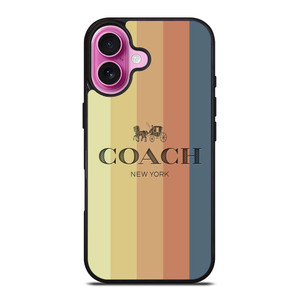 COACH NEW YORK LOGO STRIPES iPhone 16 Plus Case Cover